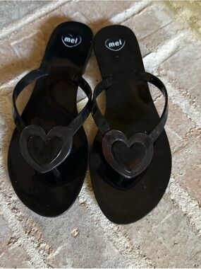 Melissa Black Heart Jellies. flip Flop- Women